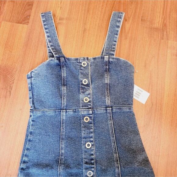 GOOD AMERICAN NEW BUTTON DOWN ADJ STRAPE JEAN JUMPER SIZE 0 - Picture 3 of 6